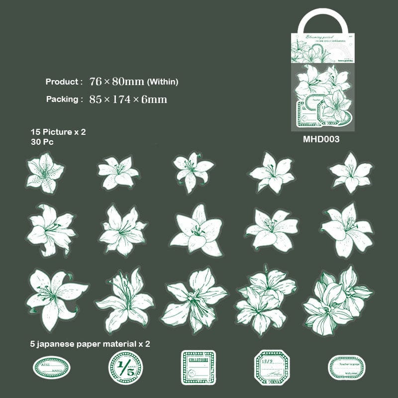 MG Traders Stickers Mhd003 Blooming Flower Sticker 76*80Mm 40Pc