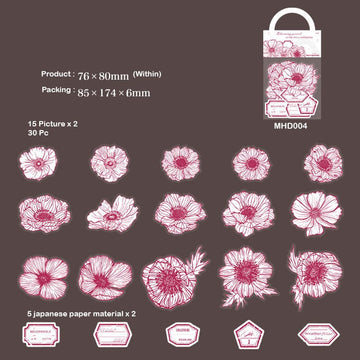 Mhd004 Blooming Flower Sticker 76*80Mm 40Pc