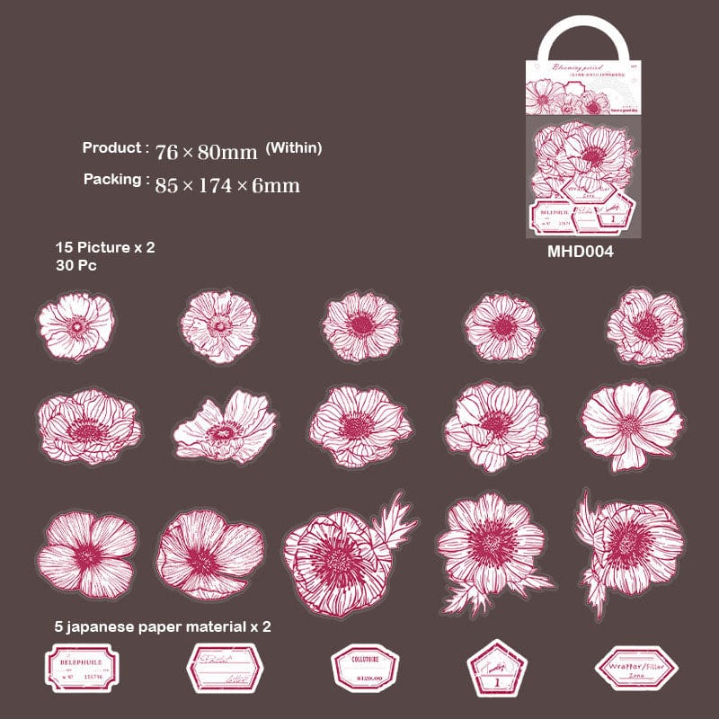 MG Traders Stickers Mhd004 Blooming Flower Sticker 76*80Mm 40Pc