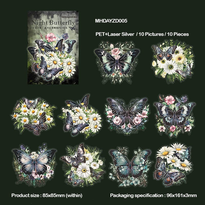 MG Traders Stickers Mhdayzd005 Night Butterfly Bronzing Sticker 10Pc