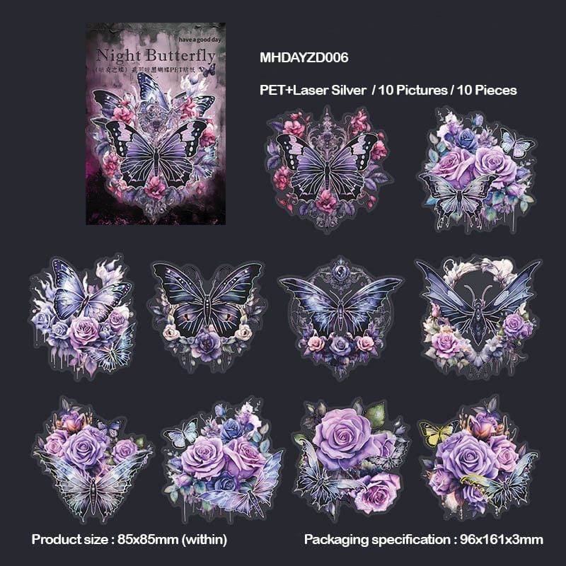 MG Traders Stickers Mhdayzd006 Night Butterfly Bronzing Sticker 10Pc