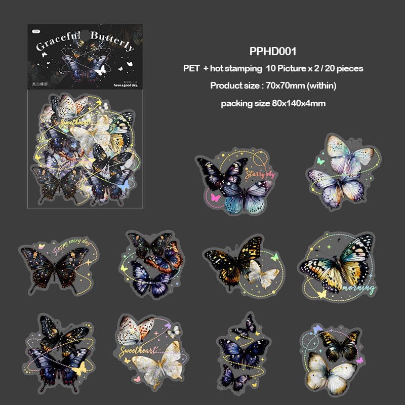 MG Traders Stickers Pphd001 Graceful Butterfly Sticker 20Pc