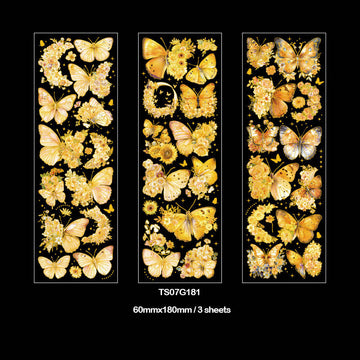 MG Traders Stickers Ts07G181 Bronzing Butterfly Deco Sticker 3Pc