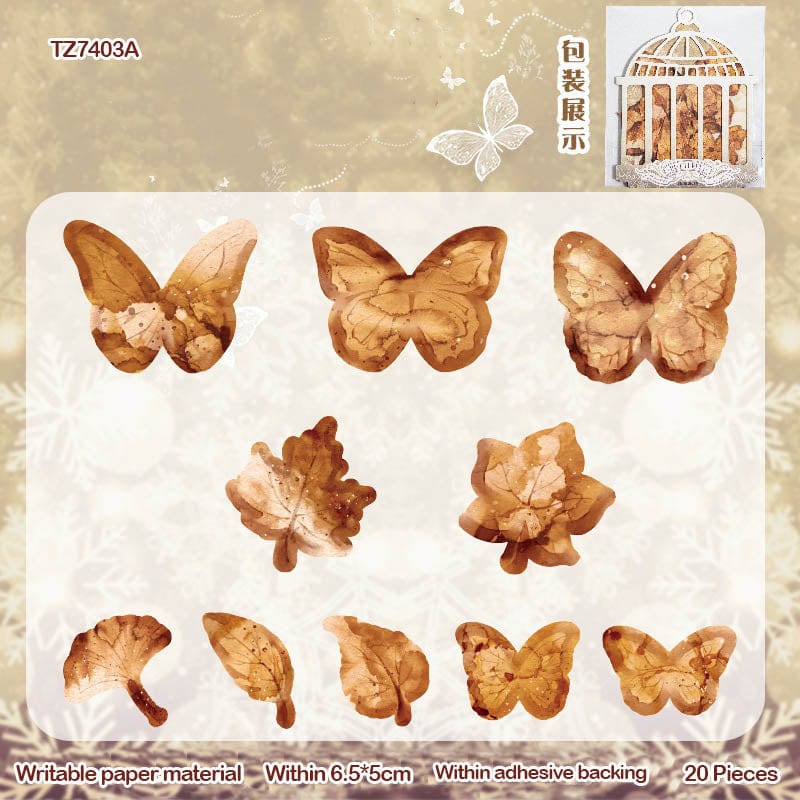 MG Traders Stickers Tz-7403-A Vintage Butterfly Stickers 20Pc