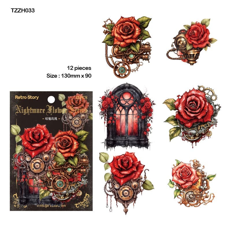 MG Traders Stickers Tzzh033 Nightmare Retro Flower Sticker 12Pc