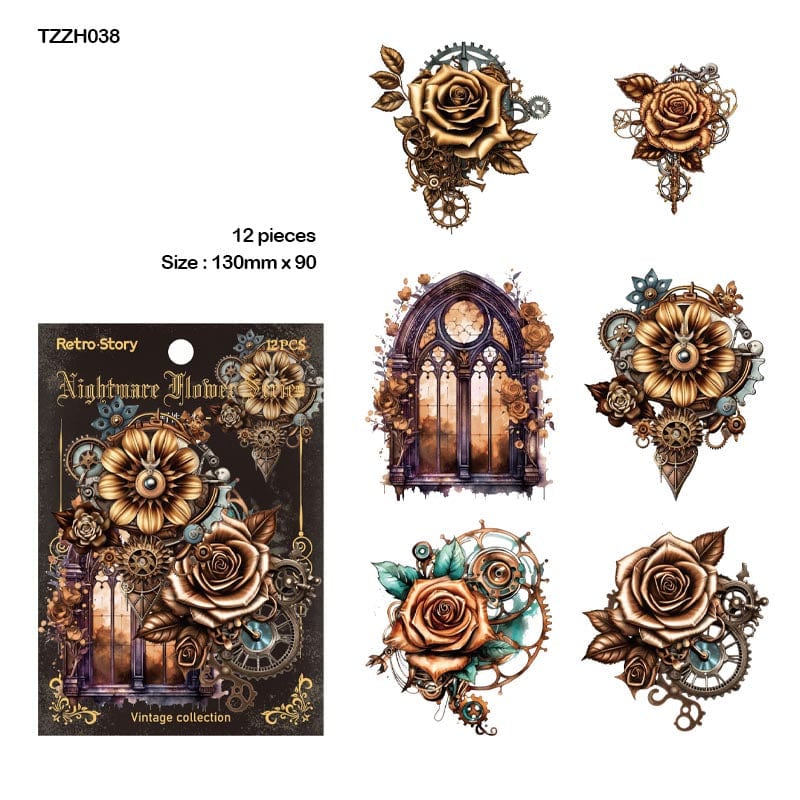 MG Traders Stickers Tzzh038 Nightmare Retro Flower Sticker 12Pc