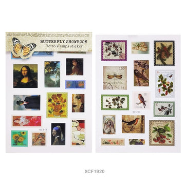 Xcf19-20 Butterfly Showroom Retro Stamp Sticker 2 Sheet