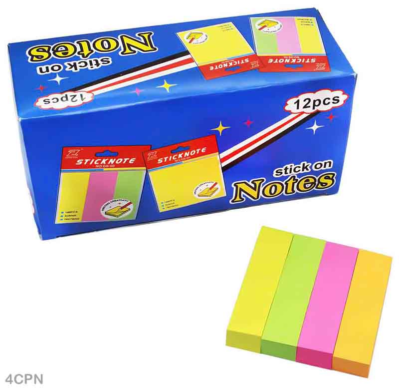 MG Traders Sticky Notes 4Cut Sticky Note Neon (4Cpn)  (Pack of 6)