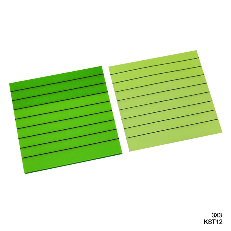 MG Traders Sticky Notes Kst12 3X3 Sticky Note Plastic Fluorescent Green Rulled  (Pack of 4)
