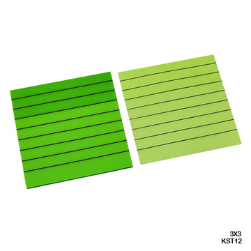 Kst12 3X3 Sticky Note Plastic Fluorescent Green Rulled  (Pack of 4)