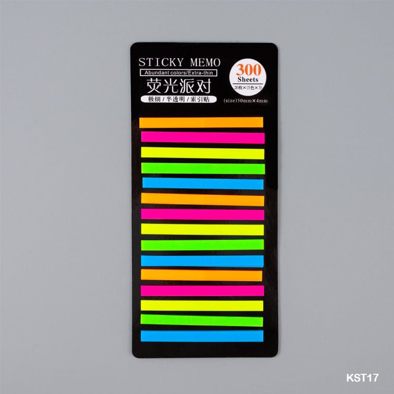 MG Traders Sticky Notes Kst17 Sticky Note Stripe Plastic 300 Sheet Fluorescent  (Pack of 4)