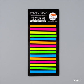 Kst17 Sticky Note Stripe Plastic 300 Sheet Fluorescent  (Pack of 4)