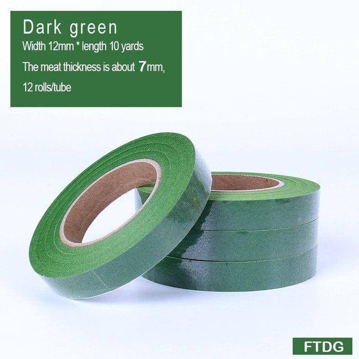 Dark Green Floral Tape Roll (12 Rolls) - 10 Yards Each
