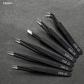 MG Traders Tweezer Esd6Pc Tweezer Stainless Steel Black 6Pc