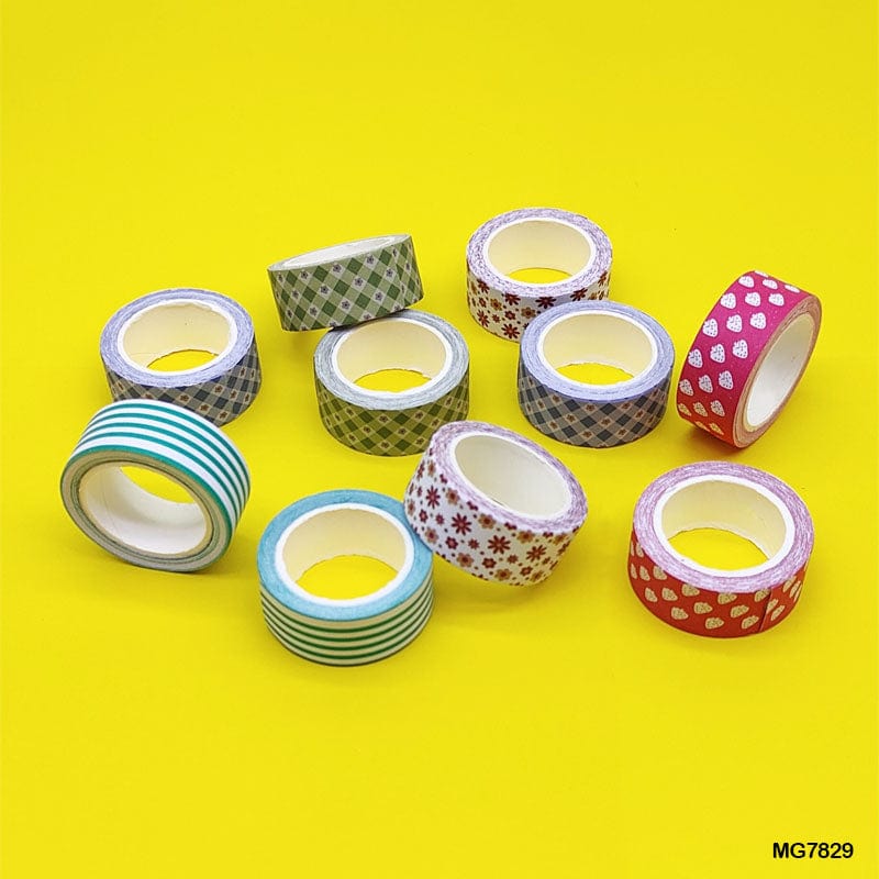 MG Traders Washi Tape 3M X 1.5 Printed Tape 10Pc Pack Mg7829