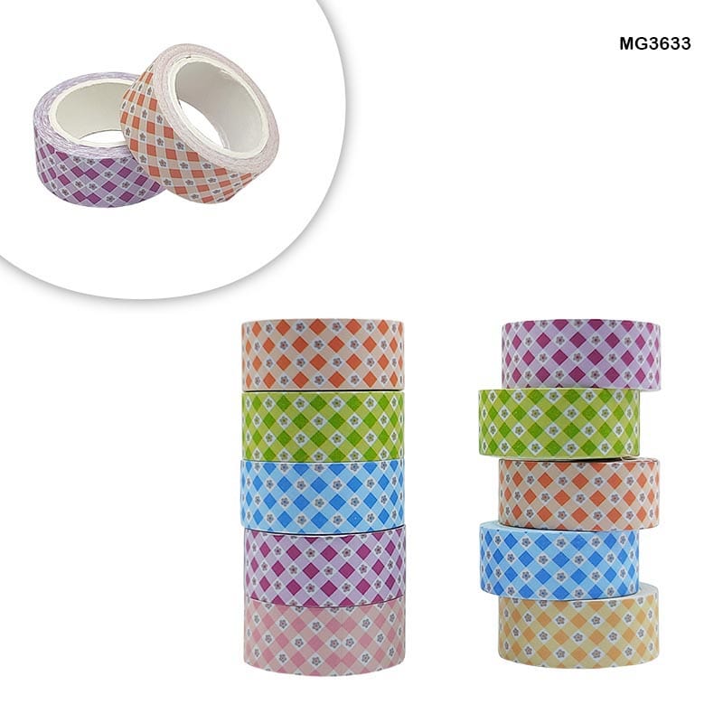 MG Traders Washi Tape 4M X 1.5 Printed Tape 10Pc Pack (Mg3633)