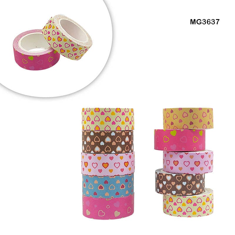 MG Traders Washi Tape 4M X 1.5 Printed Tape 10Pc Pack (Mg3637)  (Pack of 2)