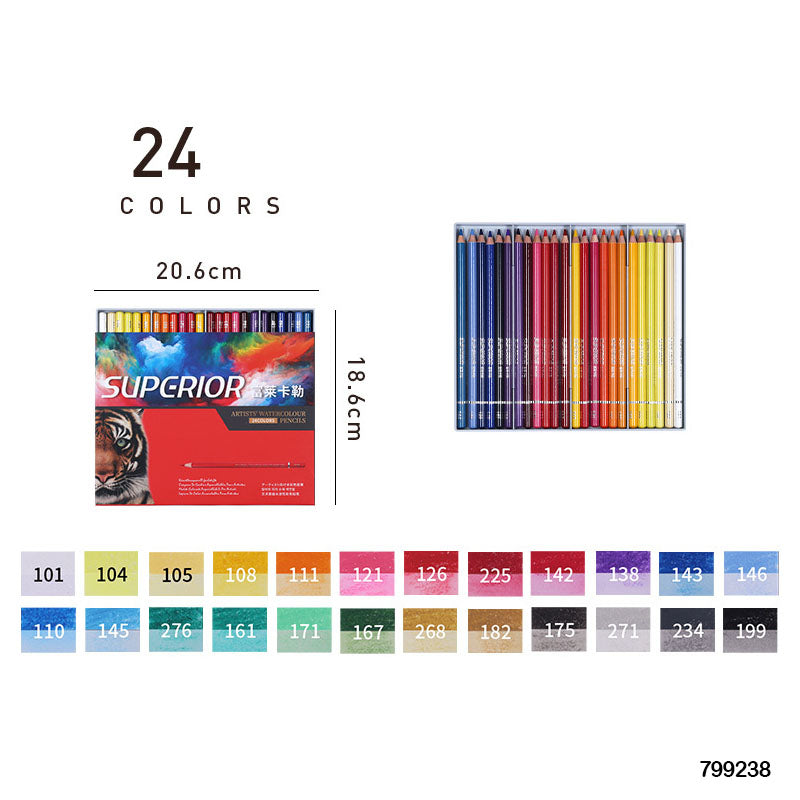 MG Traders Water & Gauche Colors 799238 Superior Artist Water Color Pencil 24 Color