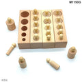 MG Traders Wooden Educational Toys Wt Knob Cylindrical Block 4Pc Plain