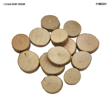 Wooden Slice Round 1.5-2X0.5Cm 100Gm (11Mg01)