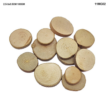 Wooden Slice Round 2.5-3X0.5Cm 100Gm (11Mg02)
