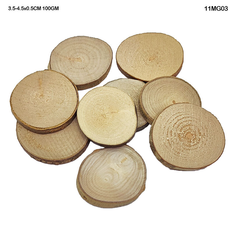 MG Traders wooden plates Wooden Slice Round 3.5-4.5X0.5Cm 100Gm (11Mg03)