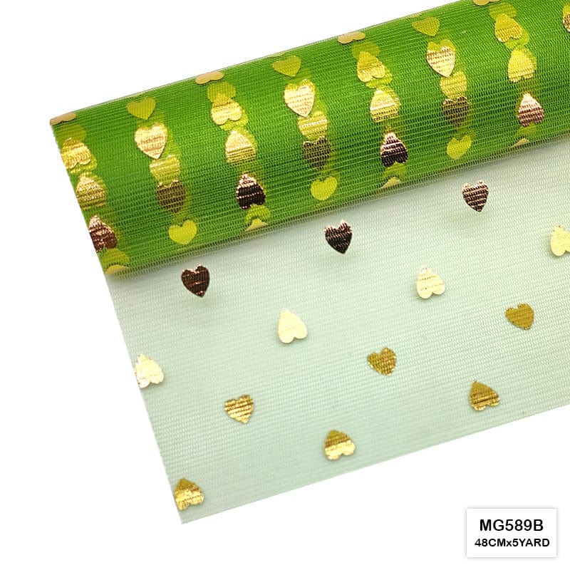 MG Traders Wrapping Papers Mg589B Gold Heart Net Roll 48Cmx5Yard