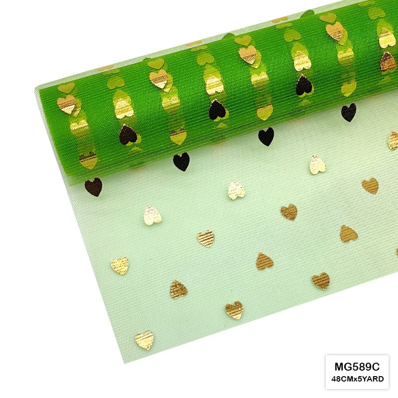 MG Traders Wrapping Papers Mg589C Gold Heart Net Roll 48Cmx5Yard