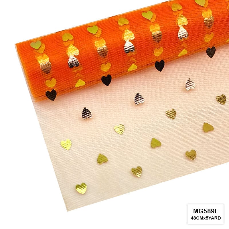 MG Traders Wrapping Papers Mg589F Gold Heart Net Roll 48Cmx5Yard