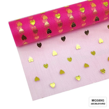 MG Traders Wrapping Papers Mg589G Gold Heart Net Roll 48Cmx5Yard