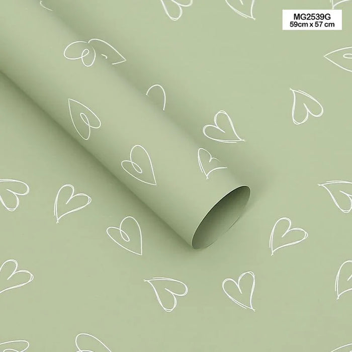 Pastel Olive Hearts Wrapping Paper Sheets (Pack of 20 Sheets) | Gift Wrappers