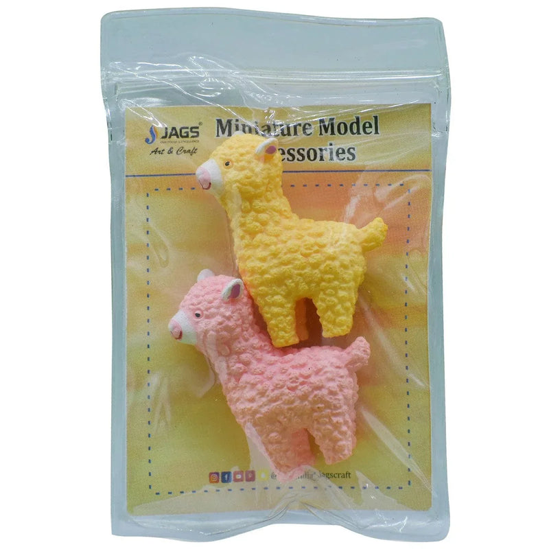 jags-mumbai Miniature Miniature Model Alpaca Pink Yellow 2Pcs (C0099-1/2)