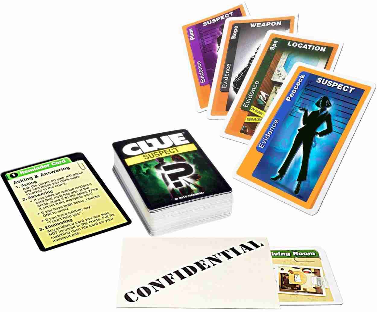monopoly plastic Cluedo Suspect Card Game for Kids - Fun of Guess Who Clue in Minutes, Detective Cluedo Board Game for Family Friends, Best Party Card Game