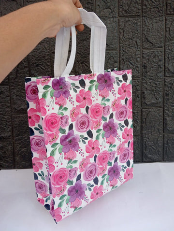 Mumbai market Gift Boxes & Paper Bags loop-m1 (P2) Medium Loop Handle Printed Shopping Bags size-36x33x12cm (assorted design)