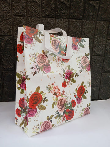 Mumbai market Gift Boxes & Paper Bags loop-s1 (P2) Small Loop Handle Printed Shopping Bags size-30x24x10cm (assorted design)