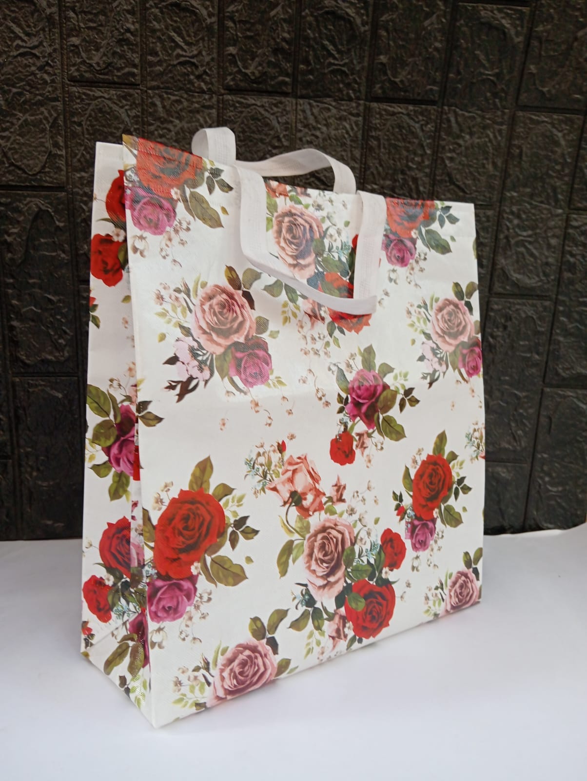 Mumbai market Gift Boxes & Paper Bags loop-s1 (P2) Small Loop Handle Printed Shopping Bags size-30x24x10cm (assorted design)