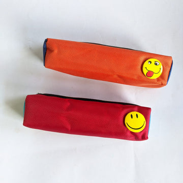 Mumbai market School Essentials Smiley Dual Shade Zipper Pencil Pouch for Kids - Pencil Box Kit with Attached Art Smiley Batch - Stationery Pouches
