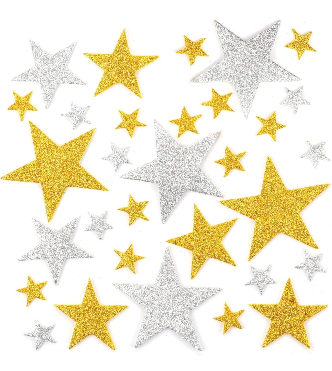 Glitter star shaped foam sticker- pack of 1 sheet