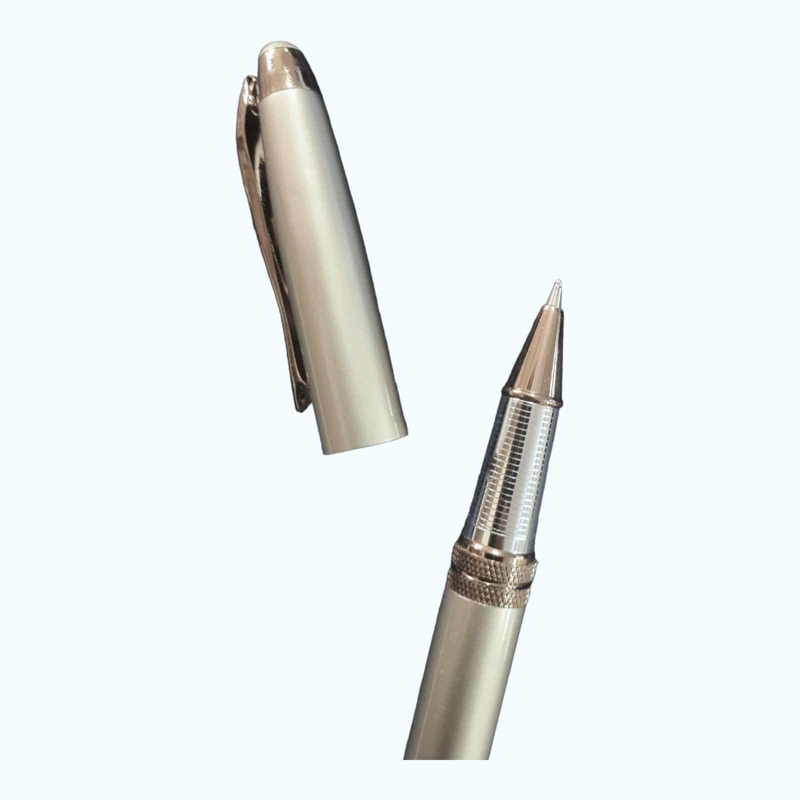 national stationery mumbai Pens Premium luxuries Ball point Pen – Matt Silver with Dark Rose Gold Tone Trim (Pack of 1)