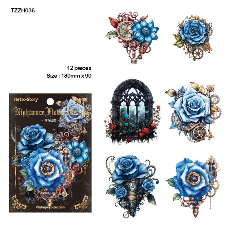 MG Traders Stickers Tzzh036 Nightmare Retro Flower Sticker 12Pc