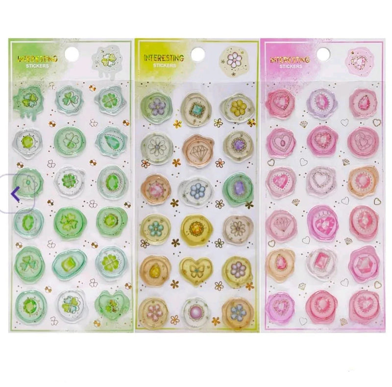 Nitya colllection Journaling Supplies Pastel Wax Stamp Style Craft Stickers - 18 Assorted Colors (Pack of 1)