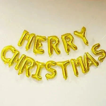 Dazzling 16" Gold Foil Balloons for Merry Christmas Party Decoration (14 Letters)