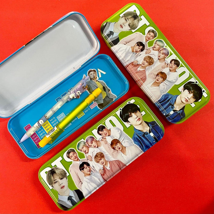 Metal 2 layered pencil box with vibrant Colour