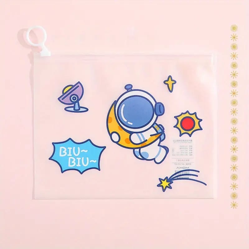 Paradise Soft Toys Pouches & Compass Space Themed  Transparent Silicone Pouch - Perfect for School or Office Supplies