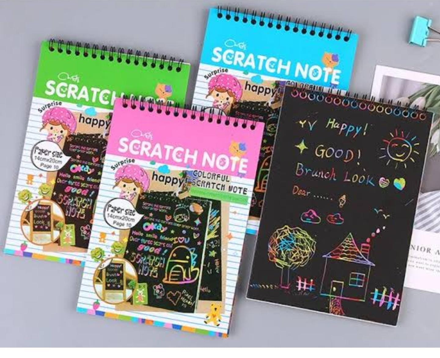 Paradise Soft Toys School Project A6 Scratch Book -(A Book of 10 Sheets Kids Painting Set Scratch Paper Colorful Magic Scratch Art Painting Paper with Drawing Stick Baby Playing Toys
