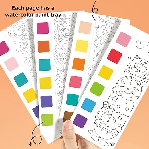 Paradise Soft Toys School Project Create own diy bookmark kit I water color book with color pallete on each page I 20 sheets pocket coloring book I with free brush and colors | Assorted Designs