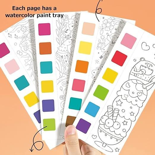 Paradise Soft Toys School Project Create own diy bookmark kit I water color book with color pallete on each page I 20 sheets pocket coloring book I with free brush and colors | Assorted Designs