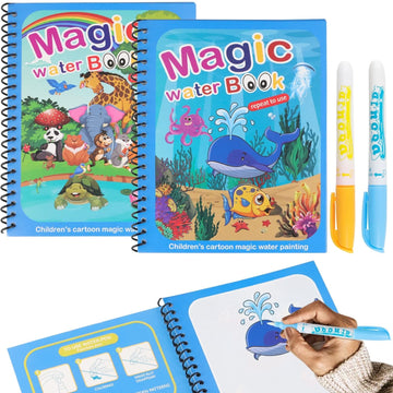 Paradise Soft Toys School Project Magic Water Spiral Book with Brush Pen - Reusable pack of 1