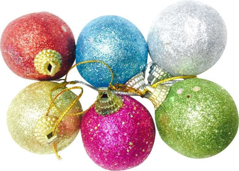 parshwa Decoration Multicolor Glitter Ball Christmas Tree Ornaments I Pack of 6 I