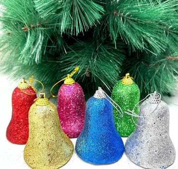 Multicolor Glitter Bell Christmas Tree Ornaments I Pack of 6 I